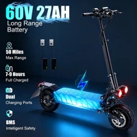 Trottinette Électrique Tout-Terrain 80km Autonomie, Double Moteur 5600W, Pliable, Suspension Hydraulique, Frein à Disque, Pneus 11" Off-Road 3