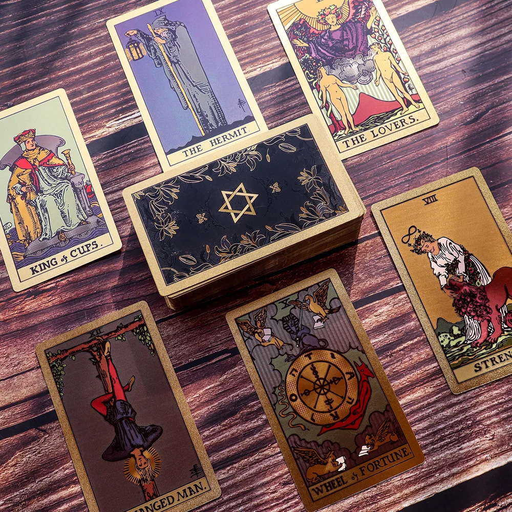 Tarot Deck 78 Cards Divination Collection Golden Rose Future Fate Indicator Forecasting Cards Gift Table  Board Game Leather Box the library collection opus vii reckless leather