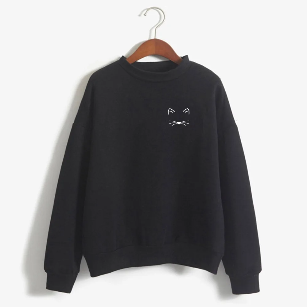 

LOVELY CAT FACE POCKET Print autumn and winter cute hoodies for women/men funny Casual O-neck Hoodie long Sleeve clothing Kawaii