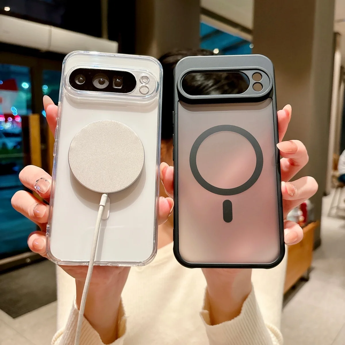 Magsafe-Compatible Magnetic Matte Clear Shockproof Phone Case with Wireless Charging
