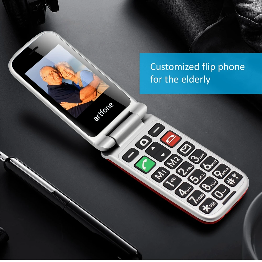 Artfone CF241A Flip Big Button Senior Mobile Phone For Elderly Unlocked Celulares Duall Sim Wireless FM SOS Bluetooth GSM 2G 3