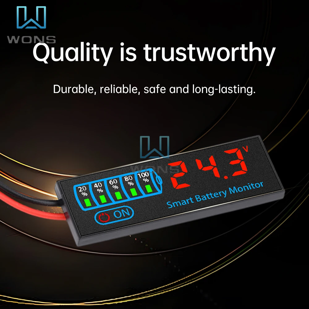DC7-55V Battery Capacity Indicator Power Display Panel LED Display 18650 Lithium Lead Acid Battery Capacity Voltage Meter Module