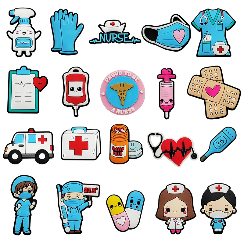 

Hot Sales New Arrivals Cute Doctor Nurse Shoe Charms Decoration for Croc Charms Accessories Pin Kids Adult Christmas Party Gifts