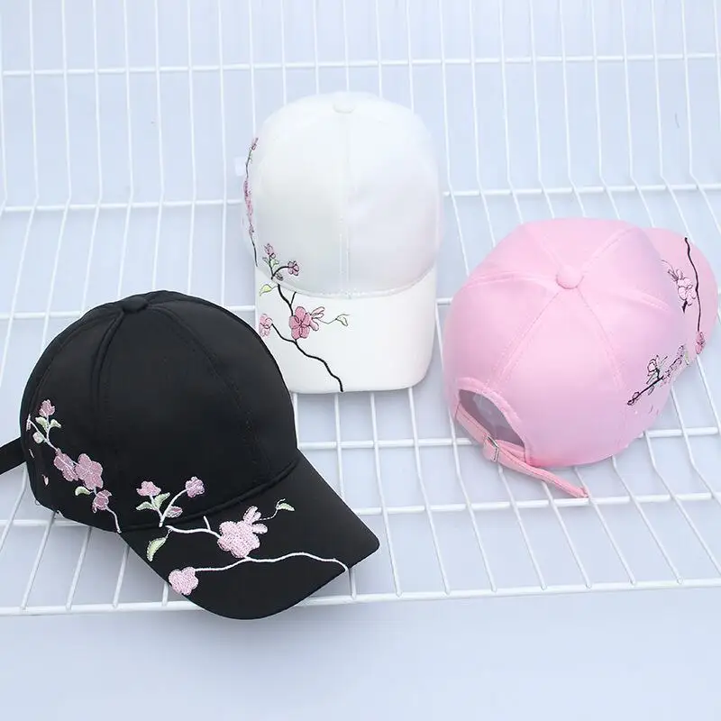  - 100% high quality Cotton Baseball Hats for Women Plum Blossom Embroidery Flower Hip hop Casual Snapback Caps Gifts