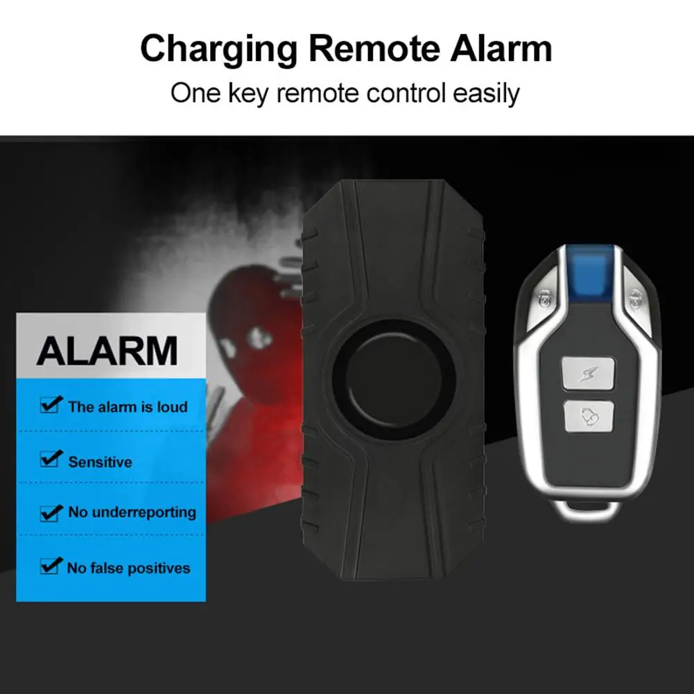 

Motorcycle Bicycle Alarm 113dB Loud Vibration Sensing Alarm Security System Remote Control Anti-Theft Wireless with Vehicle X6B7