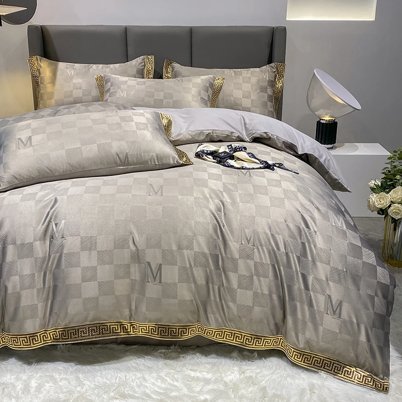 High quality Cotton Bed sets soft duvet cover elasticated bed sheet Jacquard bedding set 17 S547a29a588ae41dd9fd35d754aec09e4l