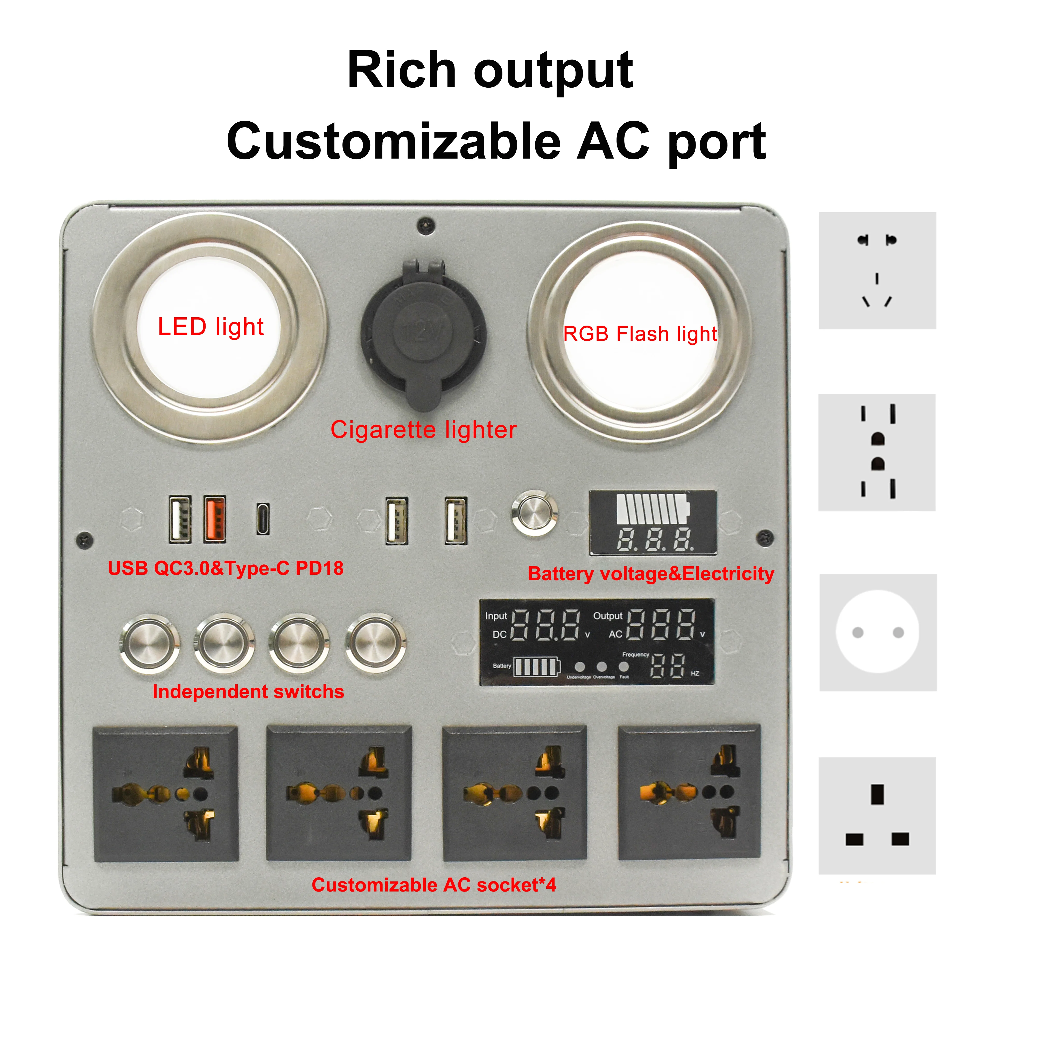 1500W AC 110V 220V 80000mAh 100000mAh 야외 보조베터리 휴대용 AC 전원 스테이션 200000mAh 300000mAh 보조베터리 발전기