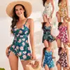 Women Swim Dresses Print Backless Puch Up One Piece Skirt Swimsuit Padded One Piece Swimwear Summer Beach Bathing Suit Women
