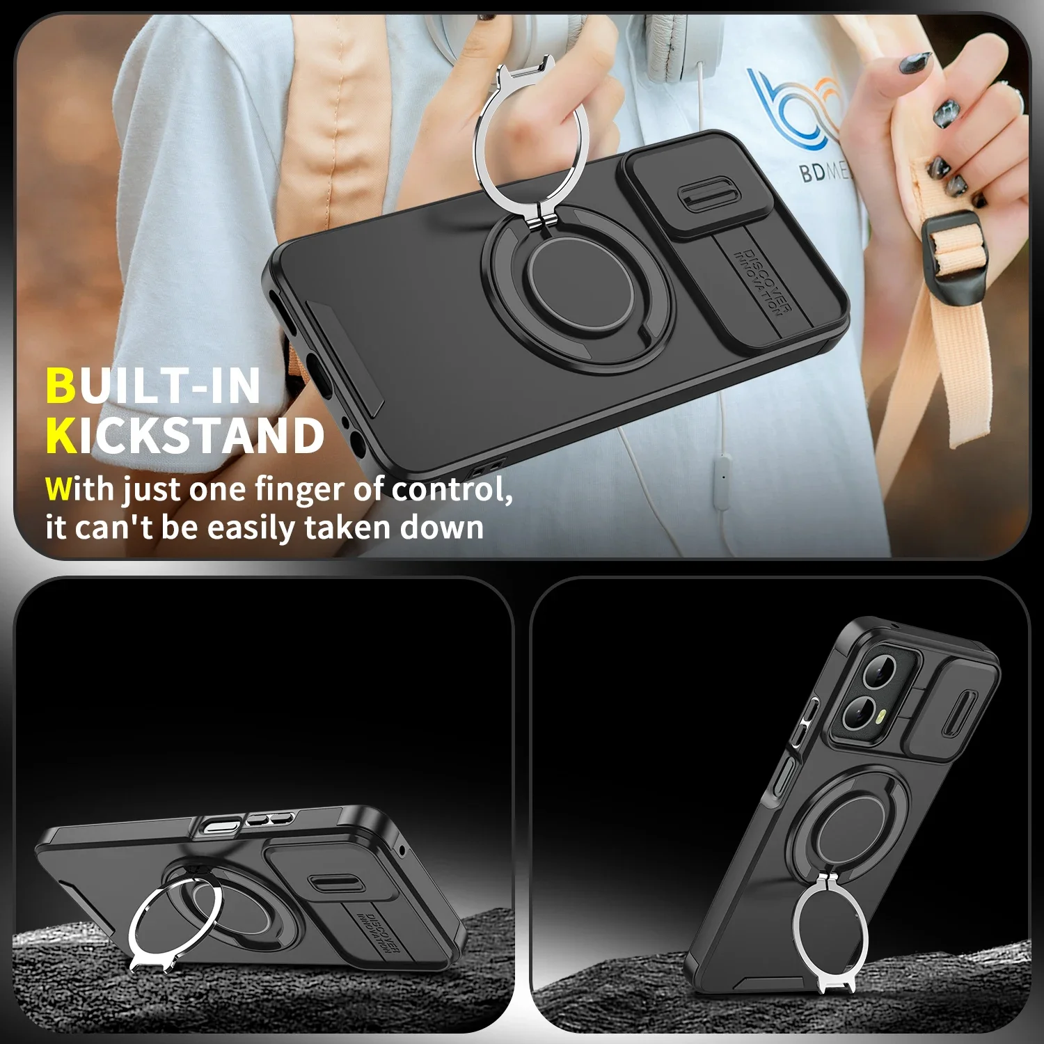 Kickstand Ring Shockproof Cover Case with Enhanced Protection