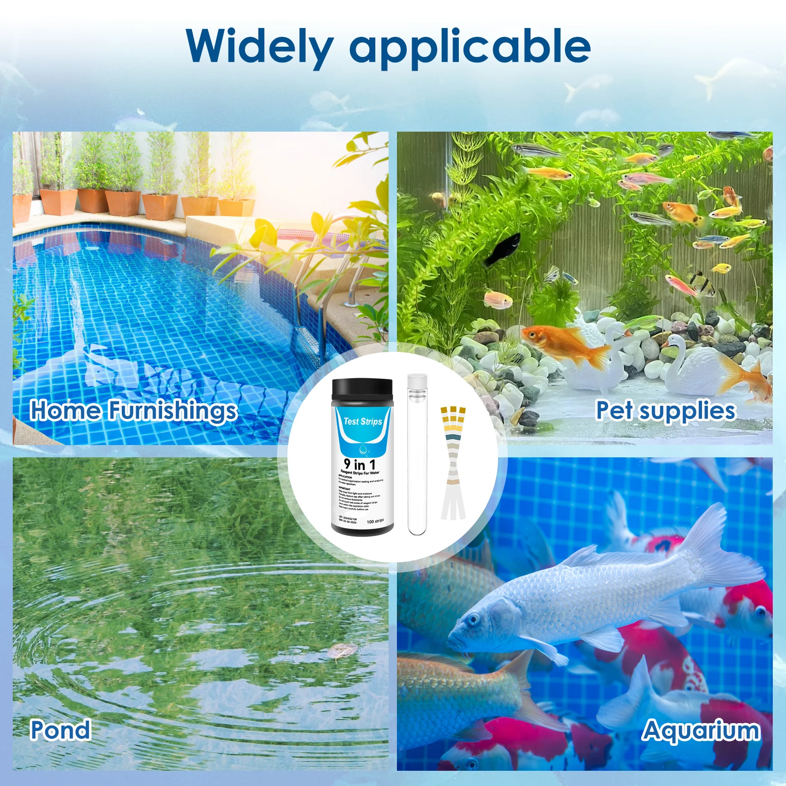 Aquarium Test Strips Kit for Fish Tank Water Quality Testing