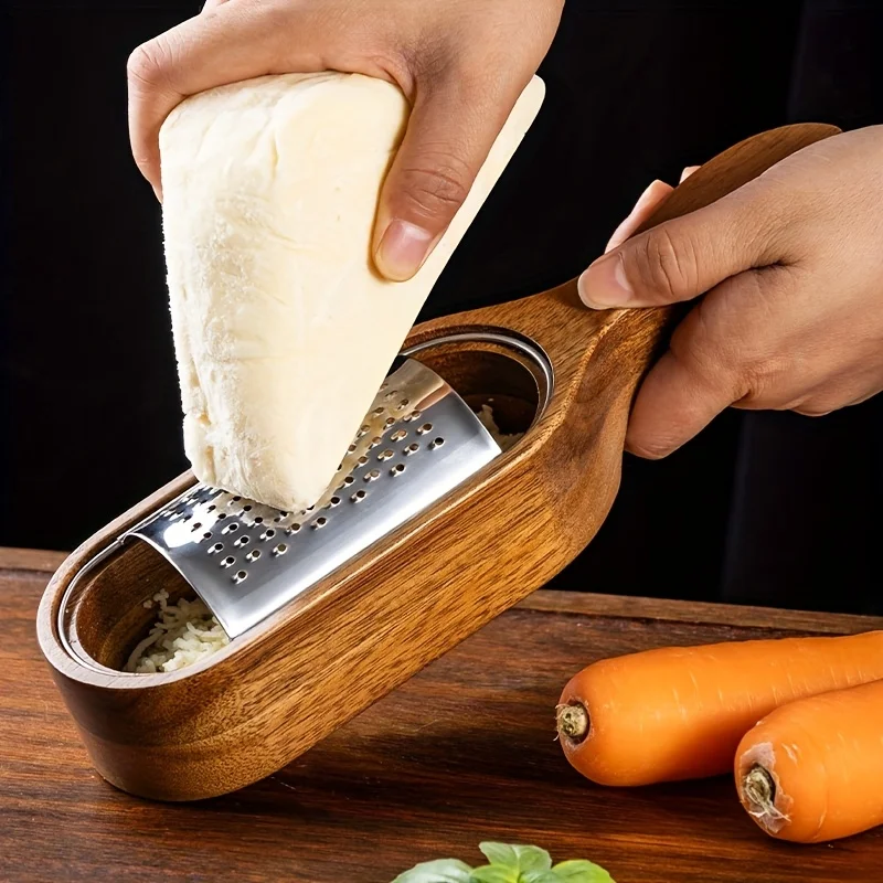 Wooden Handle Cheese Grater Stainless Steel Cheese Vegetable Fruit Shredder Citrus Chocolate Zester Grater Handheld Grater Tools