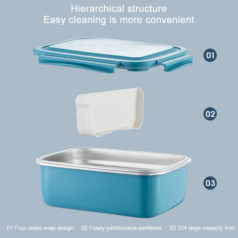Lunch Boxes Stainless Steel Children's Lunch Box with Compartments Bento Boxes Adults Metal Breakfast Box Nursery School B03E - 2