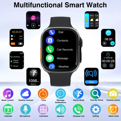 2026 New HD Full-Touch Smart Watch, Unisex - Wireless Calling/Multiple Sports Modes/Fitness Tracker, for Android and IPhone,Perfect Gift for Family and Friends - Image 4
