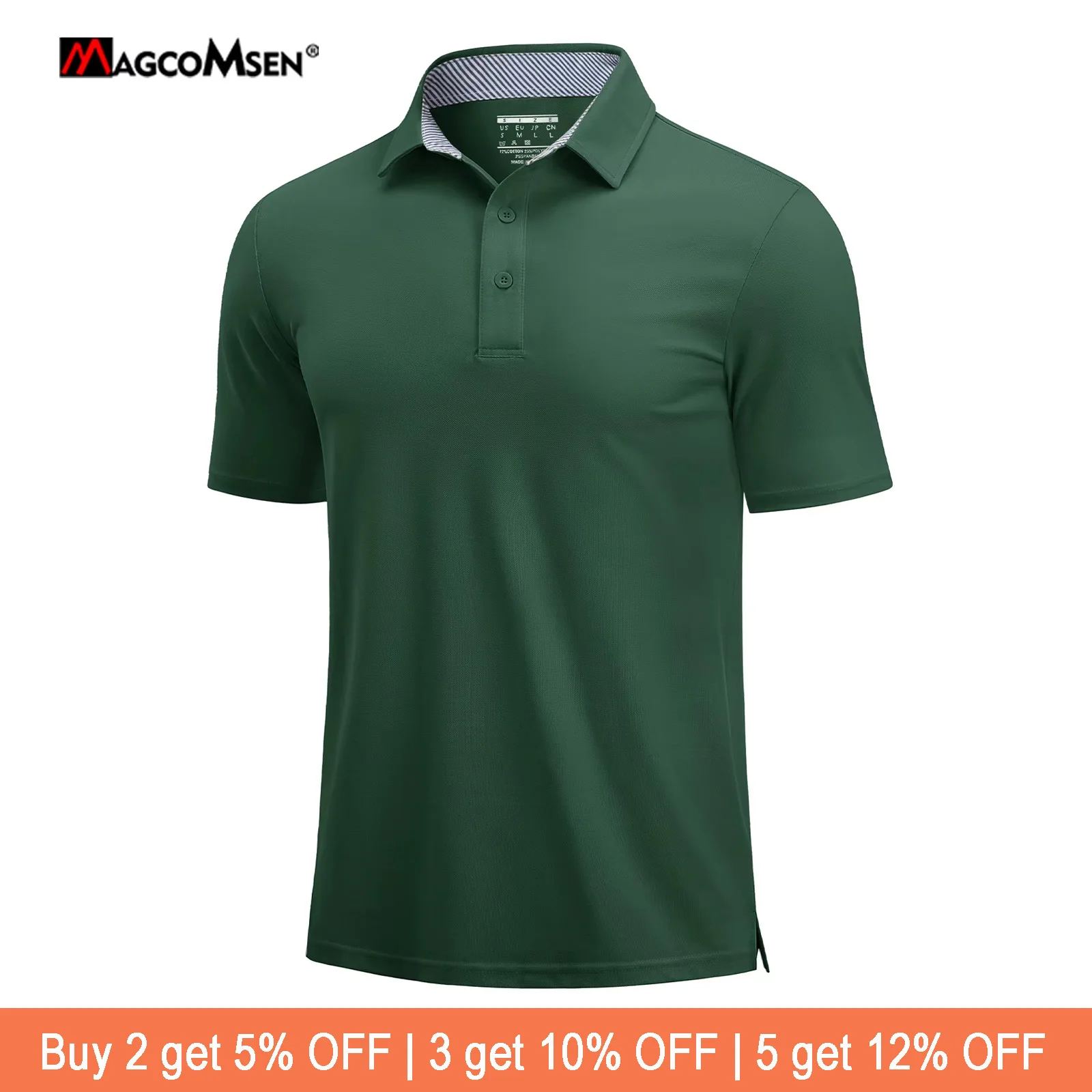 MAGCOMSEN Polo da uomo in cotone piqué a maniche corte con 3 bottoni, vestibilità classica, camicia da golf casual, leggera e traspirante