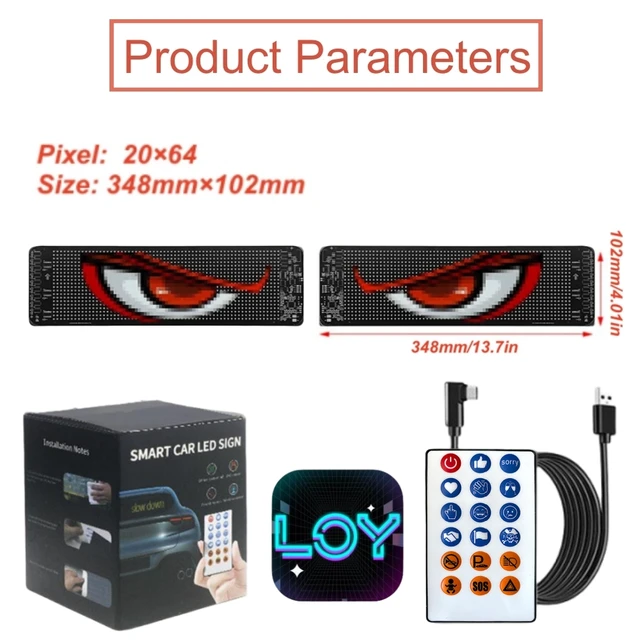 Lumière Yeux Du Diable Pour Pare-Brise De Voiture - LED USB, 11 Modes, Plug & Play