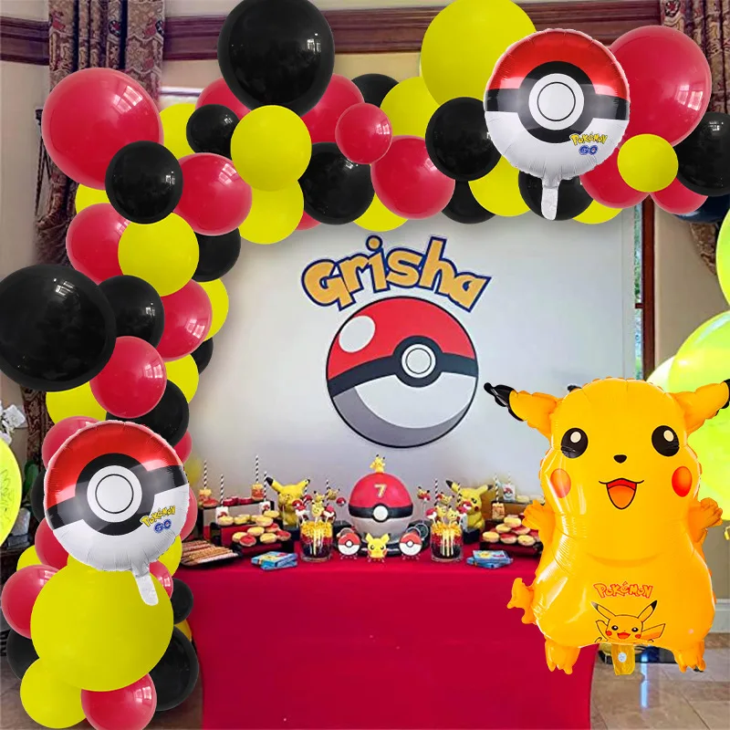 

73pcs Pokemon Pikachu anime figure Kawaii Squirtle Charmander kids birthday party decor latex balloons party supplies gift toys