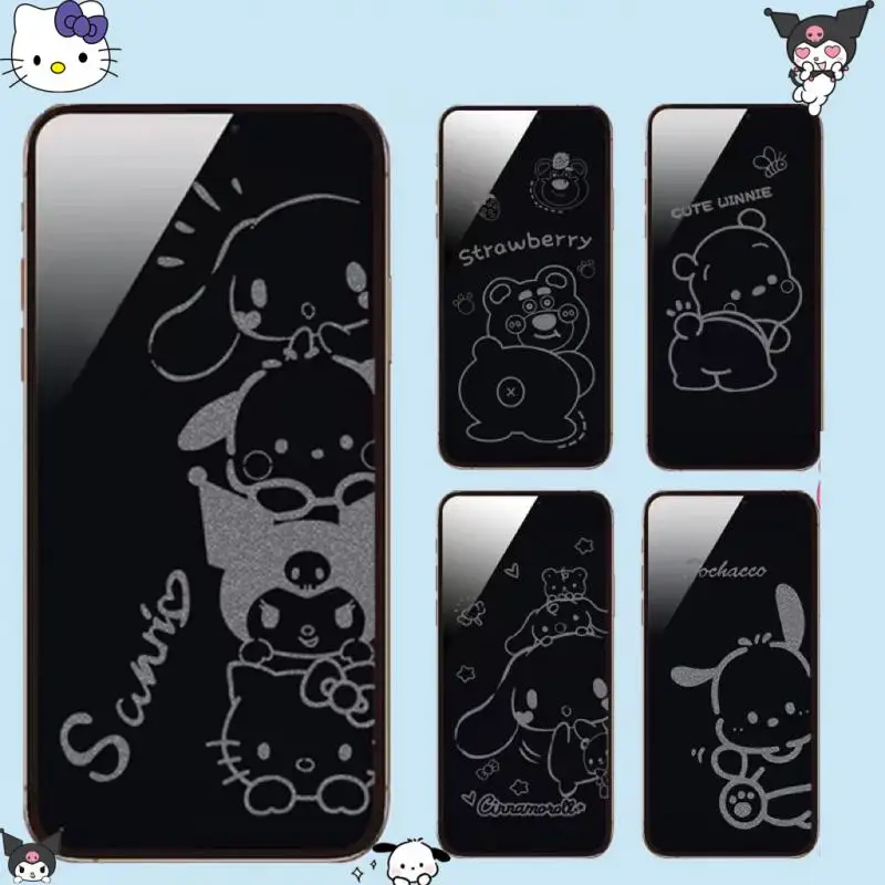 

Hellokitty Sanrios Kuromi Cinnamoroll Закаленное стекло пленка Невидимый анти-Peep для Iphone15Promax 14 13 12 11 полный экран чехлы