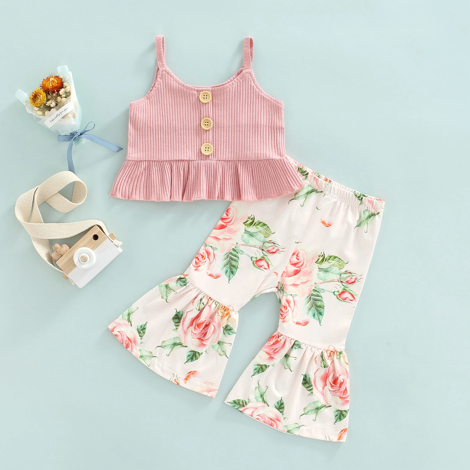 newborn baby clothing set Ma&Baby 6M-4Y Newborn Infant Baby Girls Clothes Set Summer Button Vest Tops Shorts Outfits Costumes D01 Baby Clothing Set discount