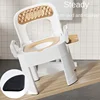 Height Adjustable Portable Elderly Toilet: Anti-Rollover Commode Chair, Non-Slip Leather Backrest for Maternity Squat Seat 3