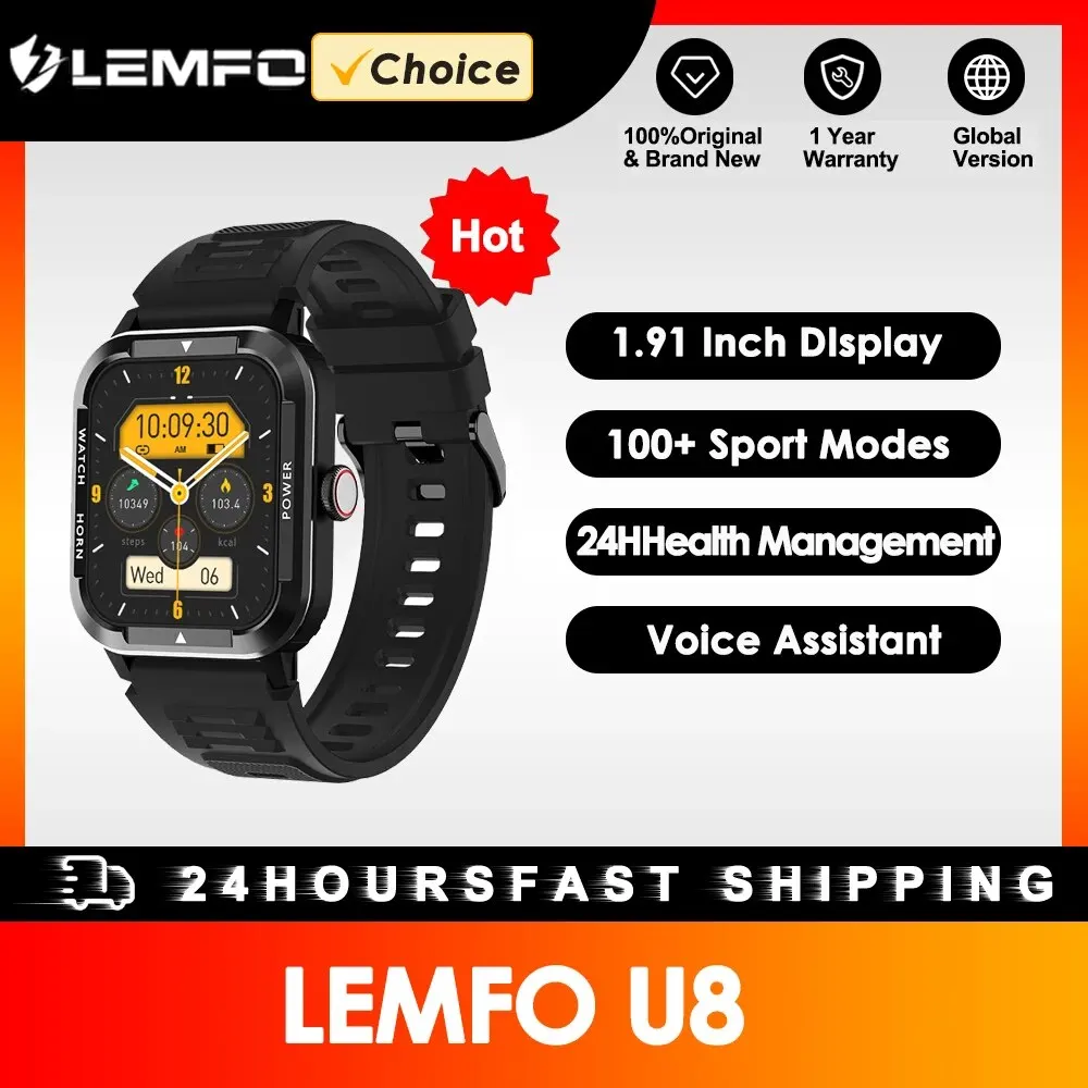Lemfo Outdoor Military Smart Watch Men 1.91 Pollici Touch Screen Sleep Monitor Bt Call Smartwatch Impermeabile Orologi Fitness