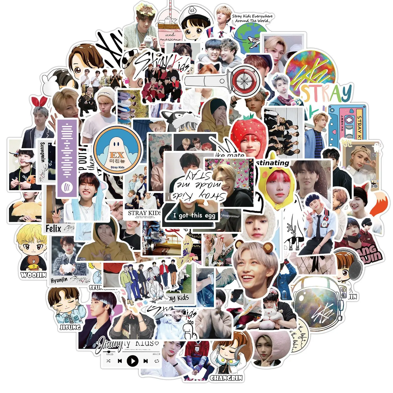 10/30/50/100pcs Cartoon Cute Korea Kpop Stray Kids Stickers Pack Laptop Diary Guitar Notebook Junk Journal Scrapbook Sticker 30 42 50pcs vintage alice manga stickers scrapbooking album diary happy plan decorative stickers cute girls baby junk journal