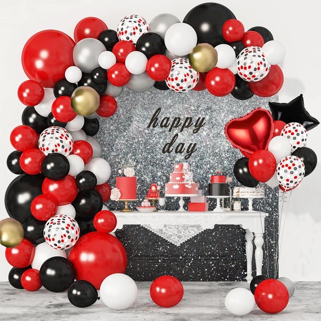 Arche De Guirxiété De Ballons Avec Confettis, Décoration De Nouvel An,  Noël, Mariage, Fête D'anniversaire, Noir, Rouge, Or, 1 Ensemble - Ballons  Et Accessoires - AliExpress