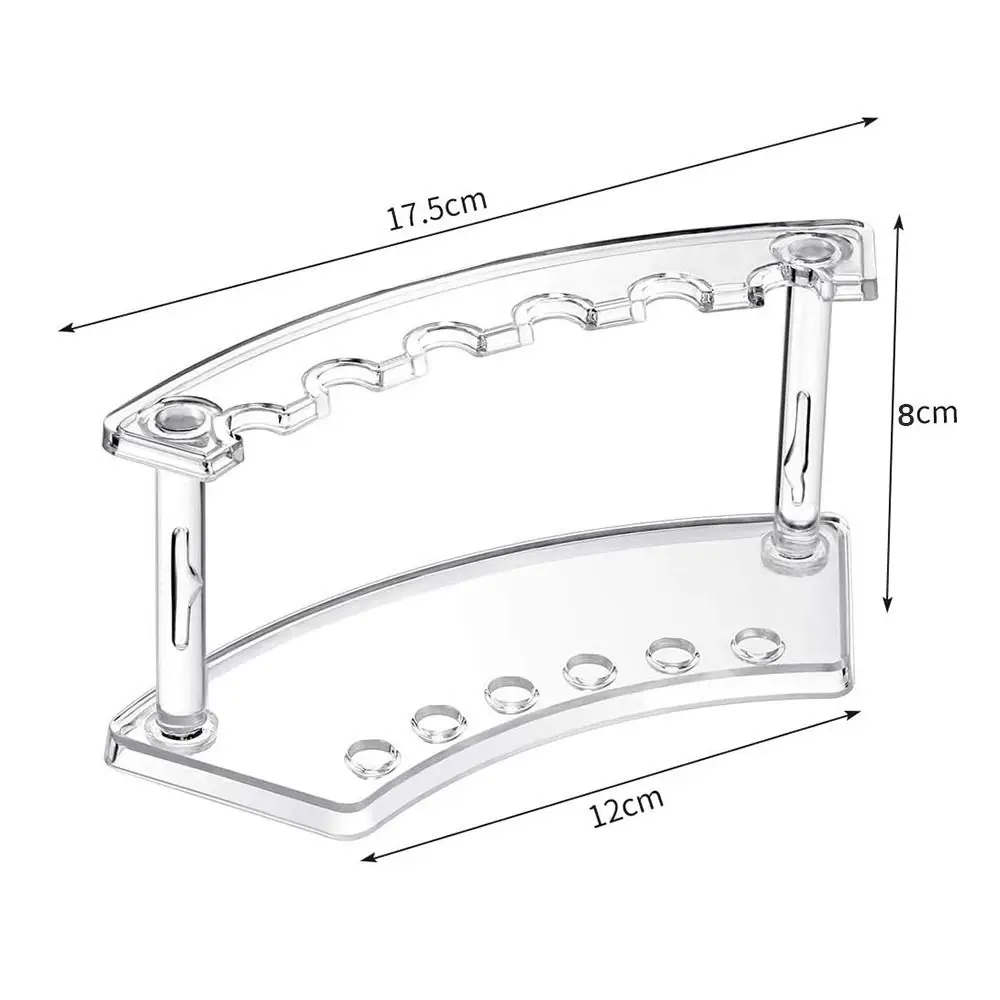 Plastic 6 Slots Vertical Fan-shaped Pen and Brush Holder Display Stand Black Transparent Makeup Brush Rack Desk Organizer