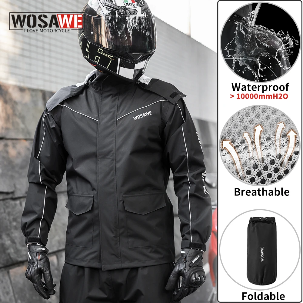 Motorcycle Raincoat Men Women Waterproof Motorcyclist Rider Raincoat Reflective Ebike Electric Scooter Biker Rain Jacket