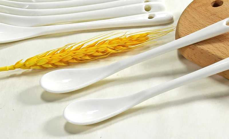10-piece set plain white bone china small teaspoon tea spoon mini ceramic coffee spoons coffee scoops for ice cream
