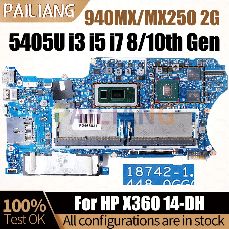 Материнская плата для ноутбука HP X360 14-DH 18742-1 940MX MX250 2G искусственная задняя фотография L67674-601