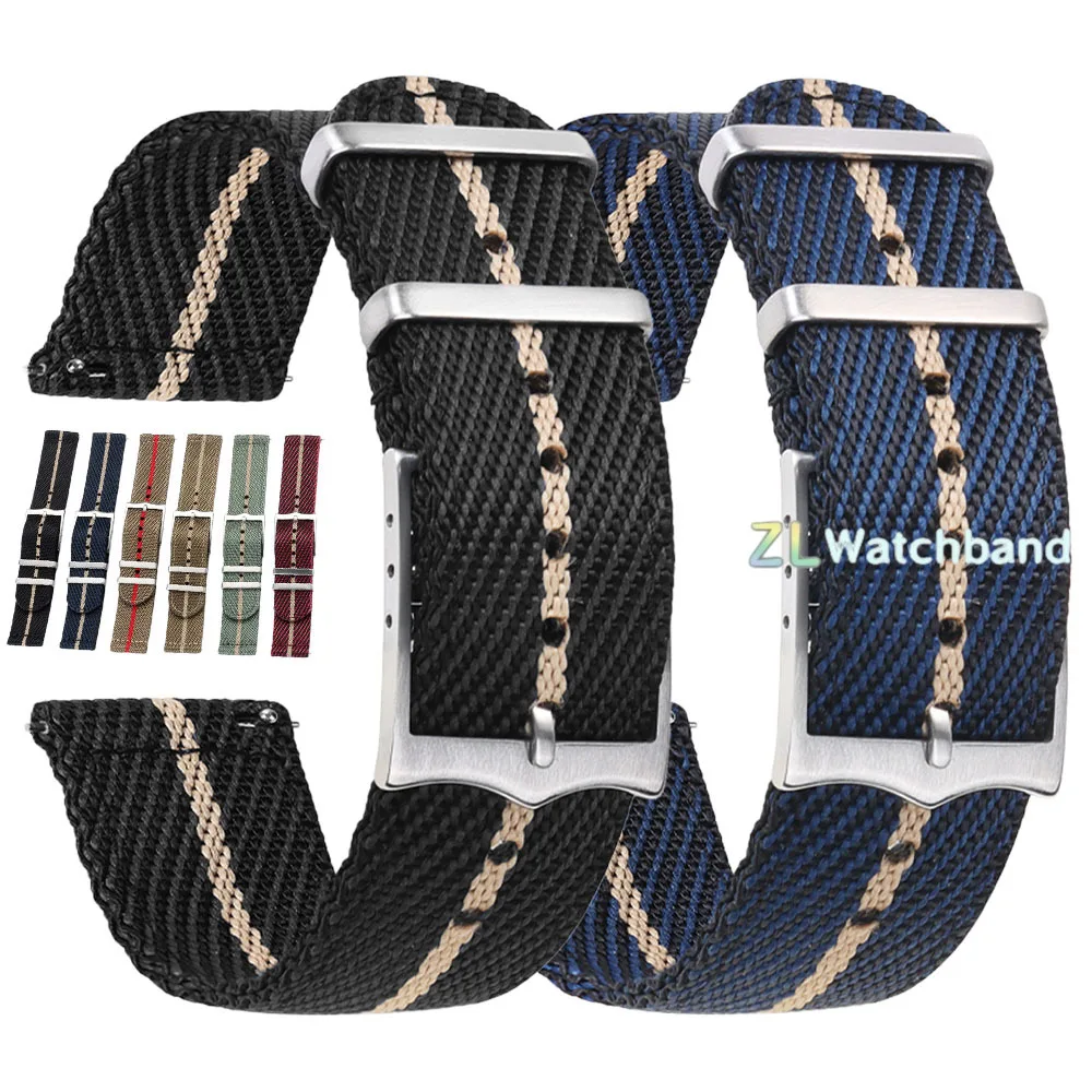 Woven Nylon Canvas Quick Release Watchband Strap for Men - Military Sport Style