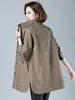 Spring Autumn Pure Color Thin Outerwear Women's Coat Medium Length Ele Mommy Sle Faionable Casual Long Sve Coat