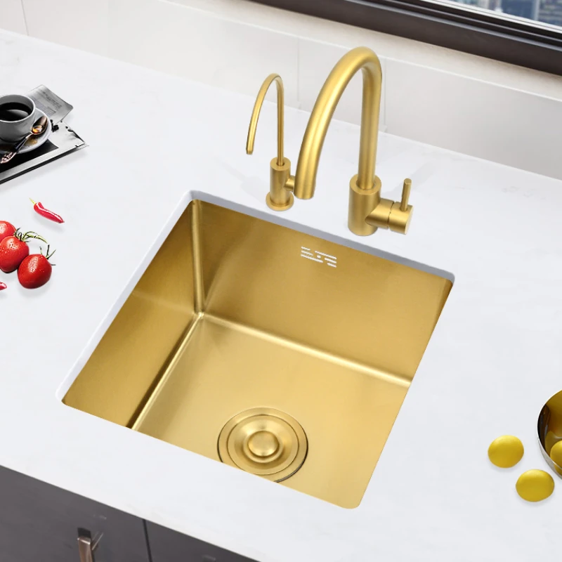 

Nano gold sink, 304 stainless steel kitchen sink, household handmade dishwashing basin, single sink, size below the table