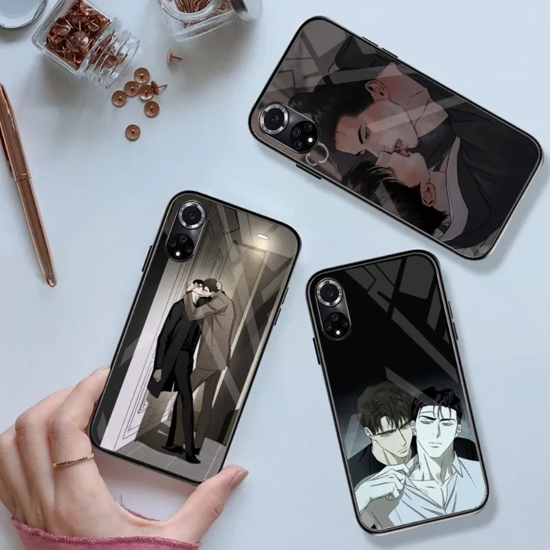 Cute Anime Under The Greenlight Porta Telefono In Vetro Per Huawei P 40 30 20 10 Pro Plus P50 9 P Smart 2019 2021 P Plus Smart Z