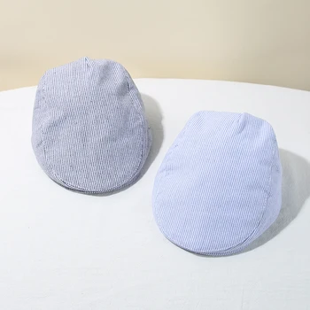 Fashion Striped Children Forward Hat Cotton Breathable Baby Beret Korean Kids Duck Tongue Cap 2-5year Boy Girl Outdoor Sun Visor 1