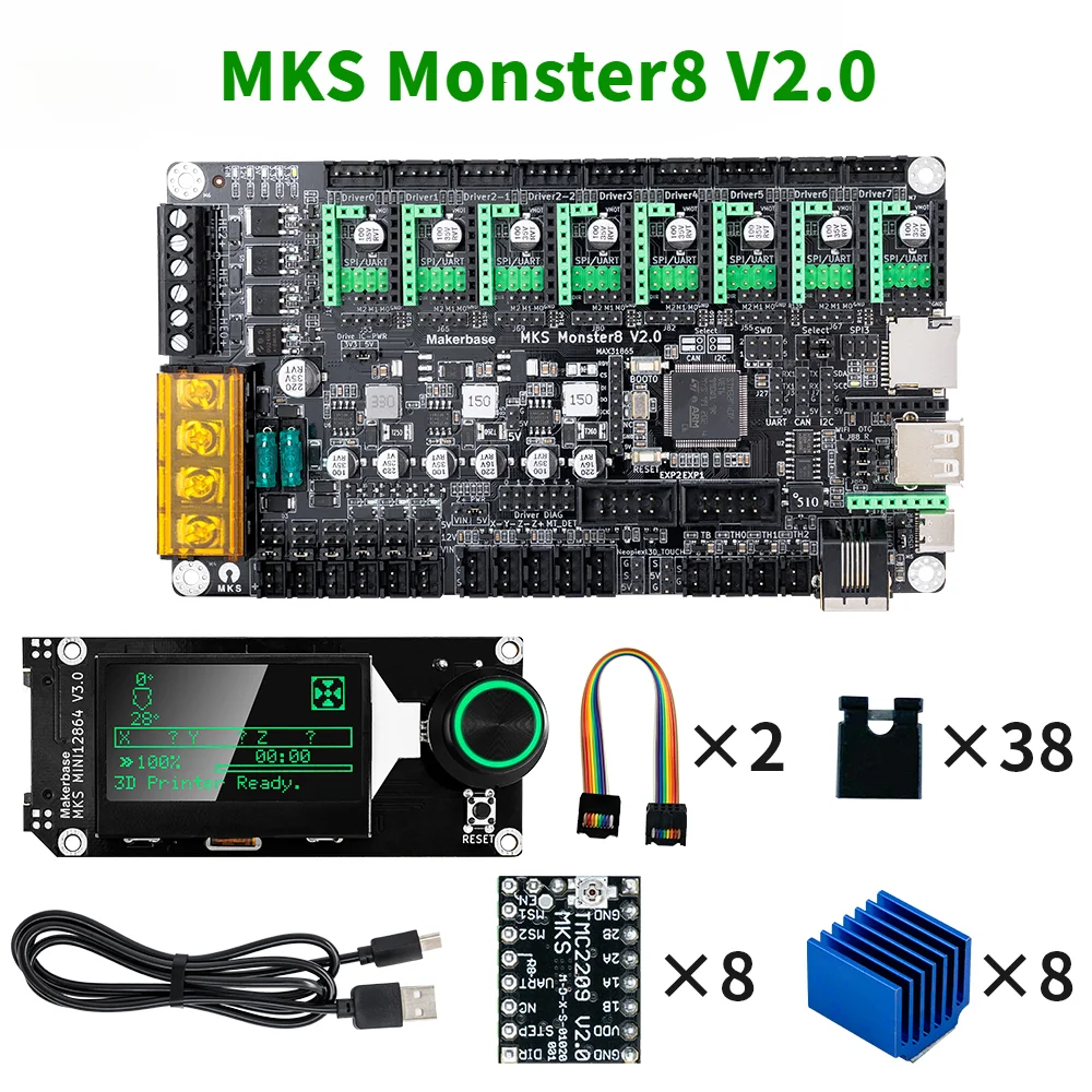 MKS Monster8 V 232-bit Control Board 3D printer accessory TMC2209 for the Voron VS Spider Octopus 12864 TMS35 display