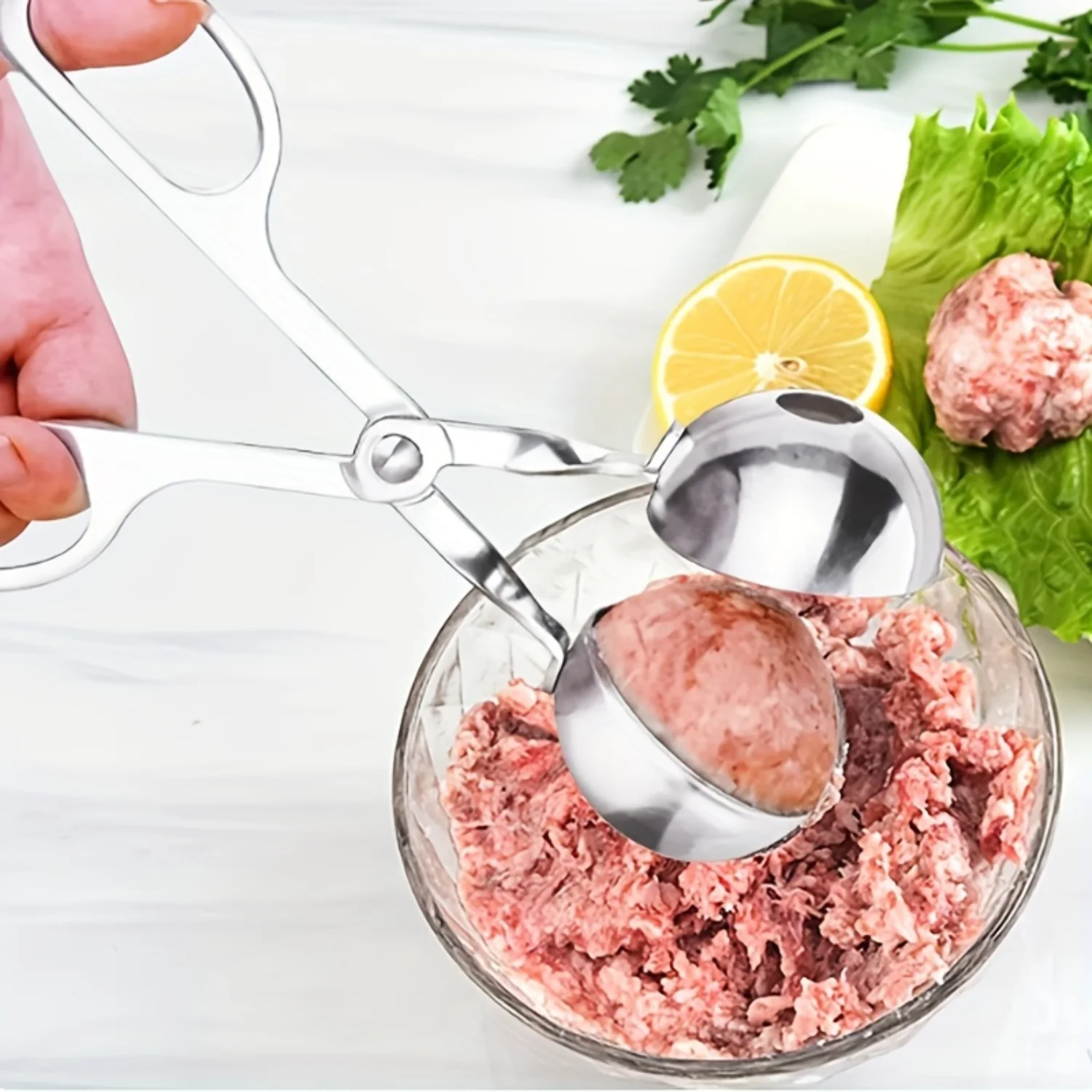 Multifunctional Stainless Steel Non-stick Meatball Maker with Tongs Kitchen Tool for Meatballs Cake Ice Cookies
