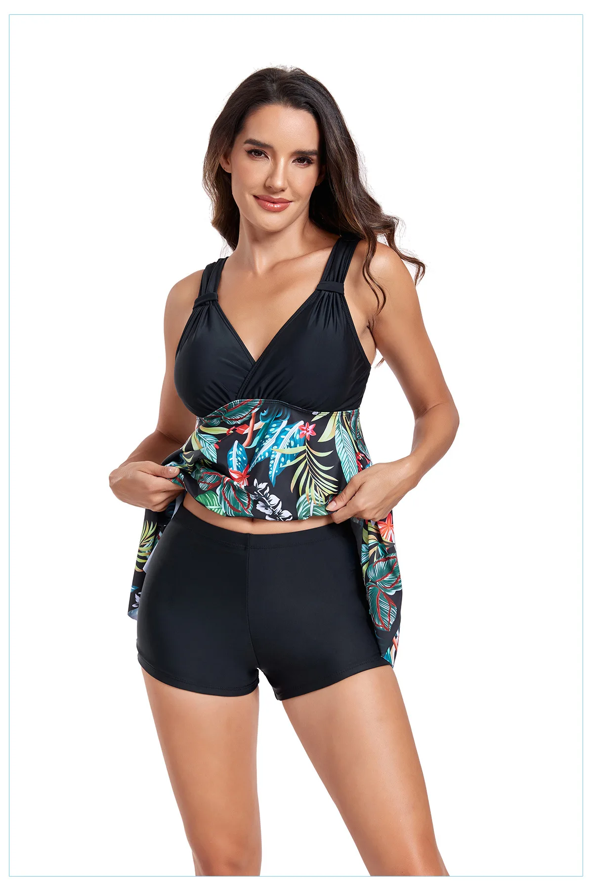 2024 new European and American large size swimsuit split skirt women's swimsuit tankini swimsuit suit