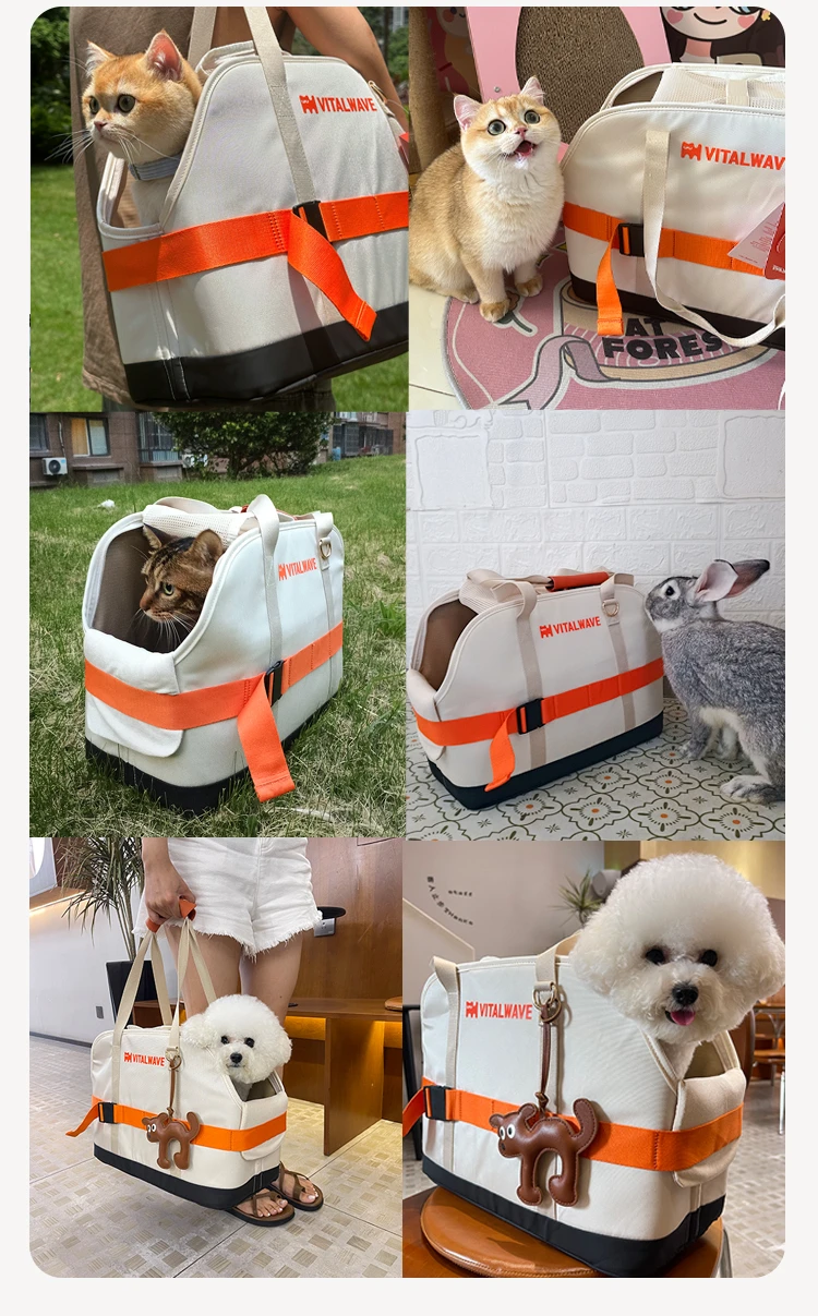 Cat Carrier Bag-Lightweight Pet Travel Backpack with Air Holes,Foldable Design for Small Dogs/Cats Under 15lbs Green/Orange