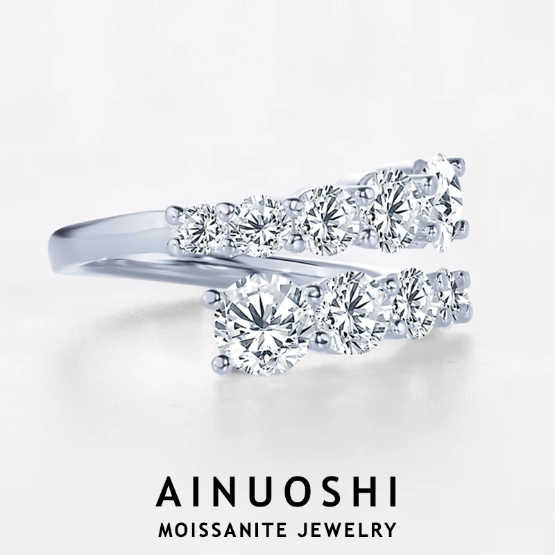 

AINUOSHI Round Cut Moissanite Twist Shank Ring 925 Sterling Sliver Opening Rings for Couples Lovers' 2024 New Trendy Jewelry