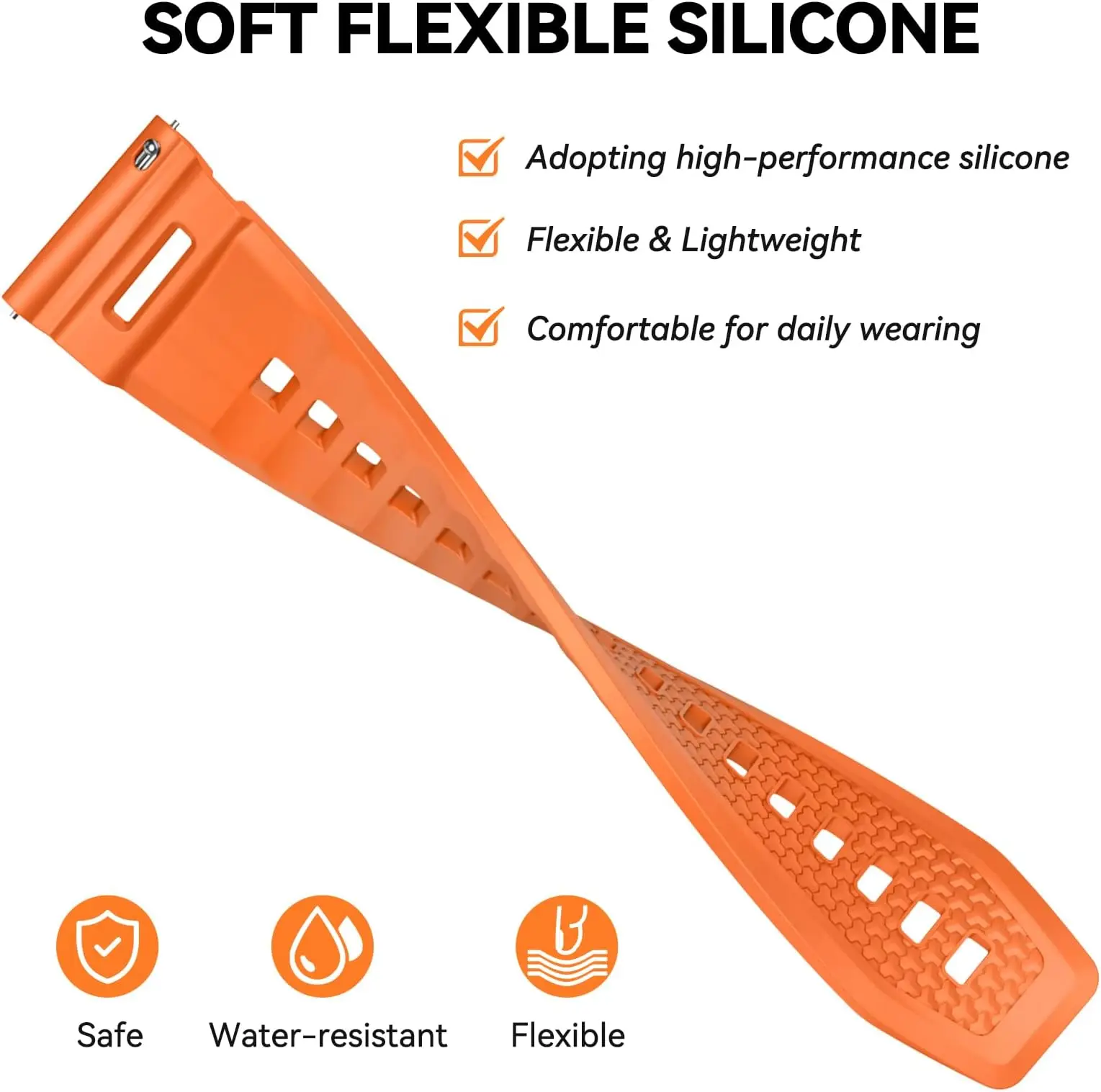 Premium 24MM Silicone Watch Band - Durable Sport Wristband Bracelet Design