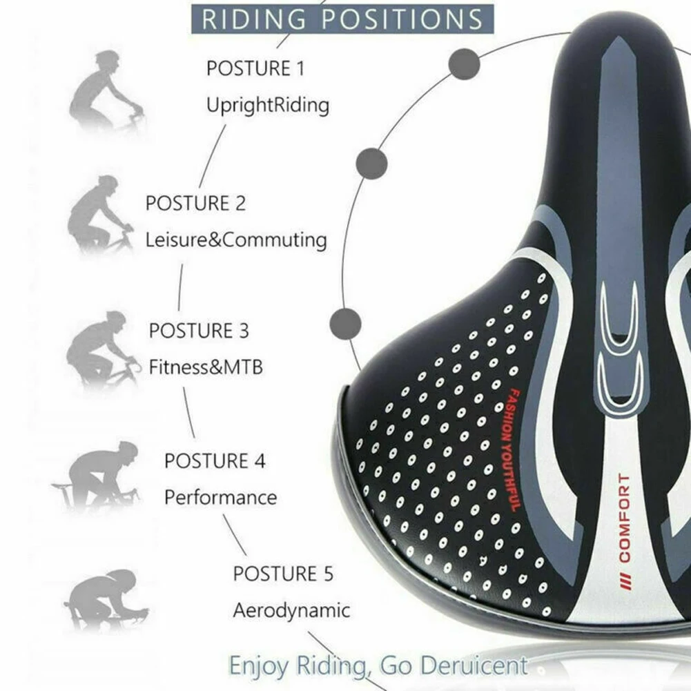 Electric Bike Suspension PU Leather MTB Bike Seat Suspension Comfort Bicycle Saddle Cushion Shock Absorbing Soft Cycling Saddle