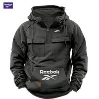 Sweat à capuche multi-poches avec logo Reebok 2026 - le choix idéal pour l'automne et l'hiver, confortable et semi-zippé 3