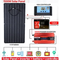 Système de panneaux solaires pour la maison, kit d'invitation Sunshine, contrôleur 100A, onduleur 1500 V, 3000 V, 110 W, batterie Lyen 10Ah, 30Ah, 220 W, 2000W 1