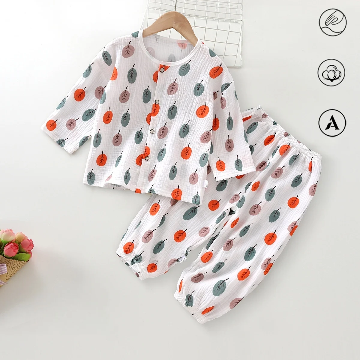 Set Pigiama per Neonati 0-3 Anni, Abbigliamento Primaverile in Cotone Mussolina con Stampe Cartoon, Vestiti Traspiranti per Bambini - immagine 2