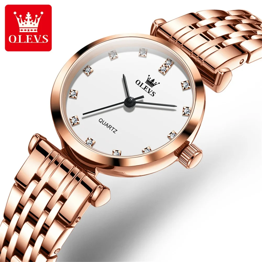 OLEVS Brand Fashion Simple Quartz Watch Women Luxury Rose Gold Stainless Steel Strap Waterproof Womens Watches Relogio Feminino