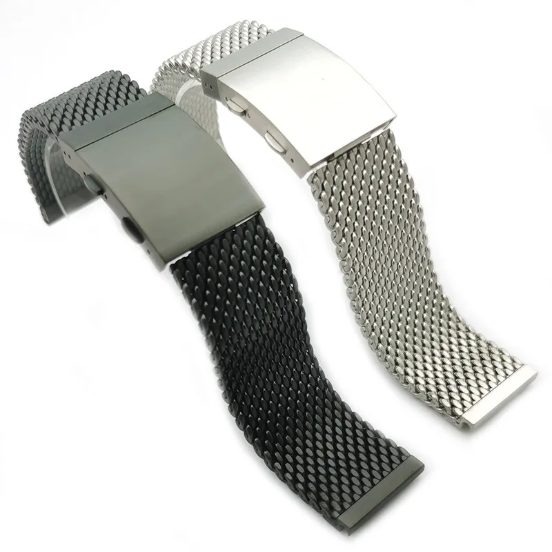 20 mm 22 mm Mesh Milanese Edelstahl-Armband für Omega Seamaster 007 High-End-Uhrenarmband aus Metall mit Schmetterlings-Faltschließe – Detail 1