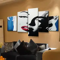 Mintura,5 Pcs,Hand-Painted Monroe Oil Painting On Canvas,Modern Abstract Figure,Wall Art Picture For Living Room Home Decoration 3