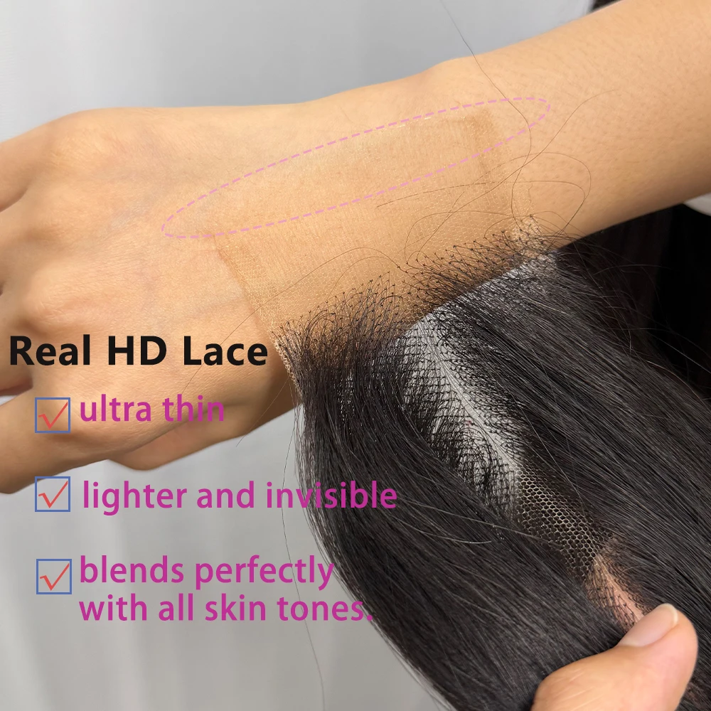 HD Lace Closure 2x6 5x5 13x4 13x6 Lace Frontal Straight Human Hair Vietnamese Hair Melt Skin Invisible Thin Lace For Black Women