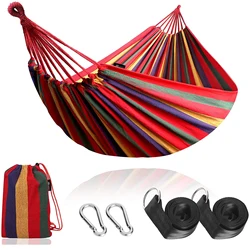 Hooru jardim lona hammock confortável portátil 260*150cm doulble pendurado cama para praia interior ao ar livre acampamento cadeira de balanço
